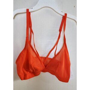 New Auden Women's Orange Sheer Pullover Bralette Adjustable Straps Size XS